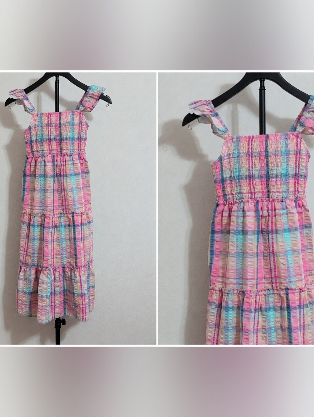 btween Pink and Blue Plaid Kids Dress